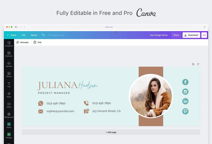 Ladystrategist Juliana Email Signature Template Editable Canva Template Rose Gold instagram canva templates social media templates etsy free canva templates