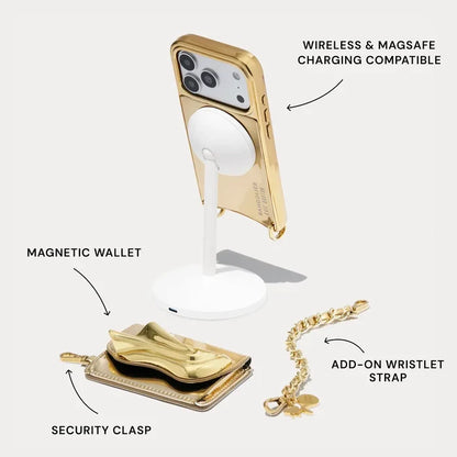 Kaia Wristlet Phone Case - Gold Patent/Gold