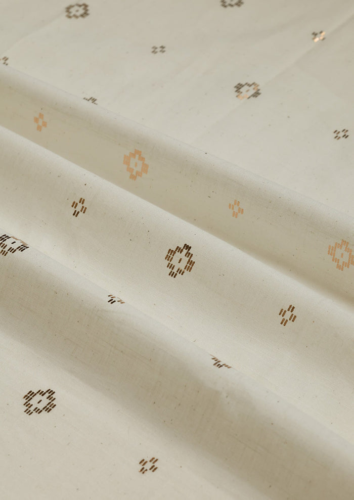 Kani Beige & Copper | 100% Cotton Sheer Foil Print | Light Filtering Fabric