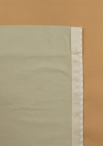 Kinari Herb Green & Gold Ethnic 100% Cotton Textured Curtain For Livingroom / Bedroom | Room Darkening | Single Piece