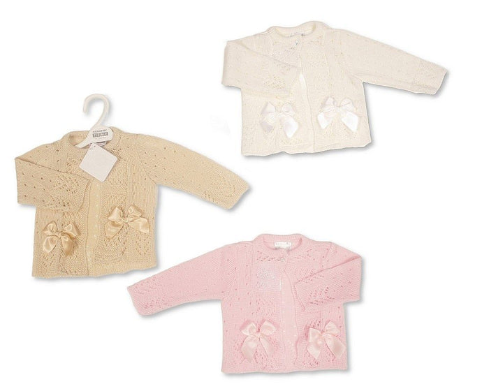 Knitted Baby Girls Cardigan with Bows - (PK6) (NB-9m) BW-10-1009_09