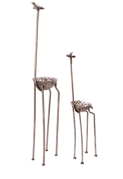 Large outdoor giraffe planters- recycled metal, slender, Fair Trade from Kenya