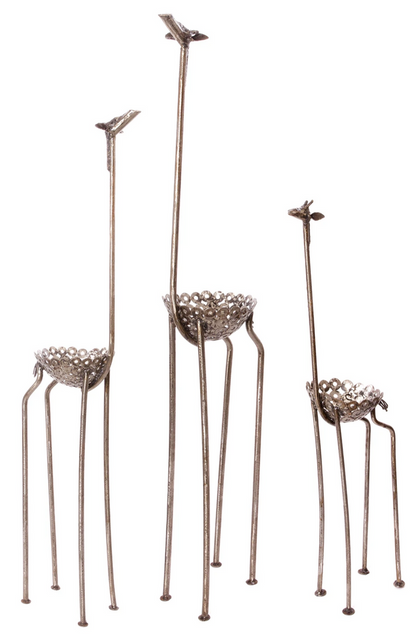 Large outdoor giraffe planters- recycled metal, slender, Fair Trade from Kenya