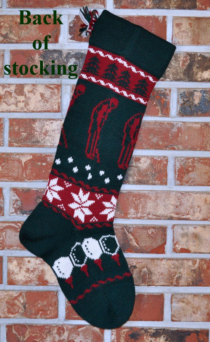 Large Personalized Knit Wool Christmas Stocking - The Golfer
