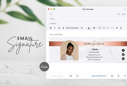 Ladystrategist Laura Email Signature Template Editable Canva Template Rose Gold instagram canva templates social media templates etsy free canva templates