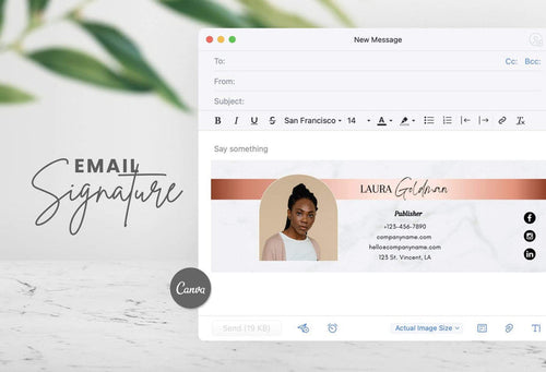 Ladystrategist Laura Email Signature Template Editable Canva Template Rose Gold instagram canva templates social media templates etsy free canva templates