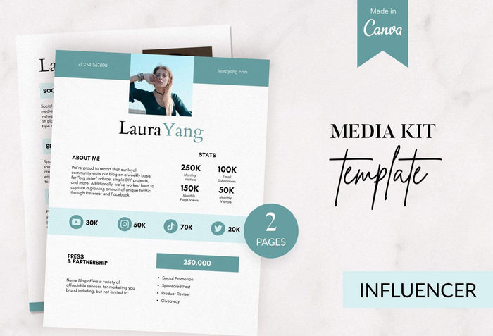 Ladystrategist Laura Yang Media Kit Canva Template for Influencers instagram canva templates social media templates etsy free canva templates