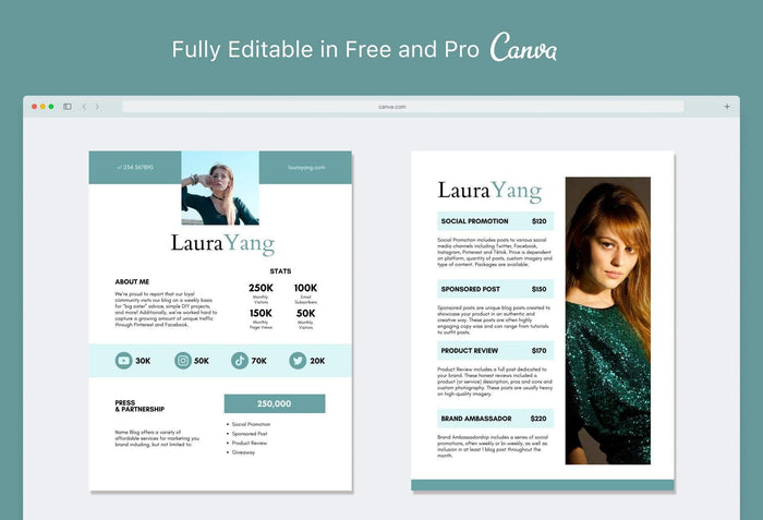 Ladystrategist Laura Yang Media Kit Canva Template for Influencers instagram canva templates social media templates etsy free canva templates