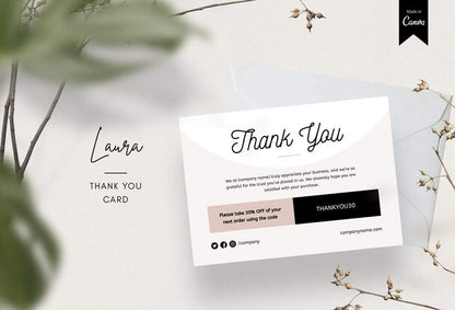 Ladystrategist Laura Printable Thank You Card Packaging Insert Note Canva Template instagram canva templates social media templates etsy free canva templates