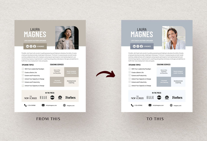 Ladystrategist Laura Speaker One-Sheet Canva Template instagram canva templates social media templates etsy free canva templates