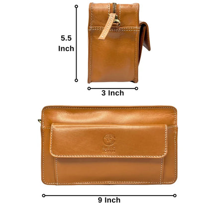Leather Mens Clutch Bag - Travel Wallet Wrist Handbag