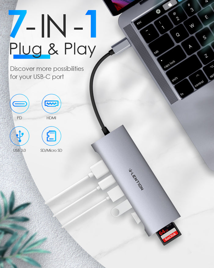 Easy to use USB-C hub with no drivers