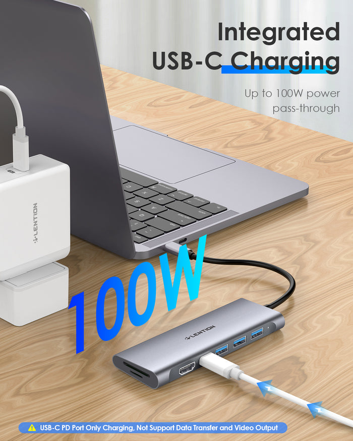 MacBook Air with USB-C adapter connected
