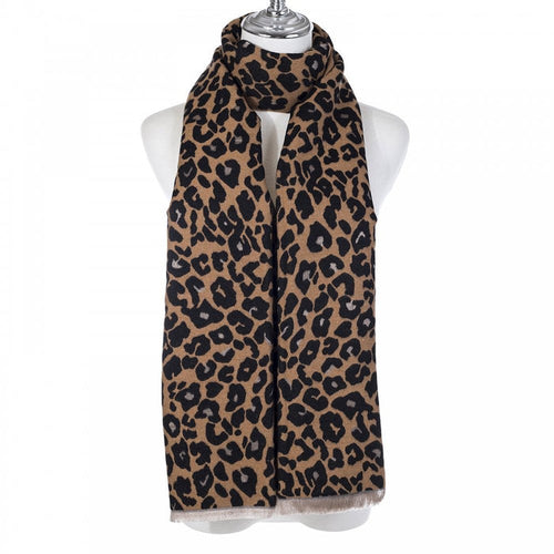 Leopard Print Scarf - Chocolate