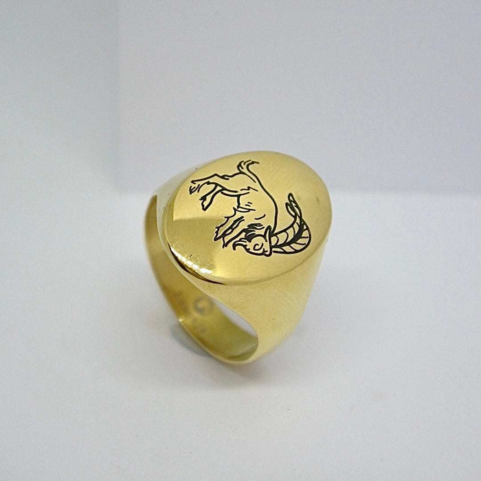Lesunja Zodiac Capricorn Steel Yellow Gold Plated Ring
