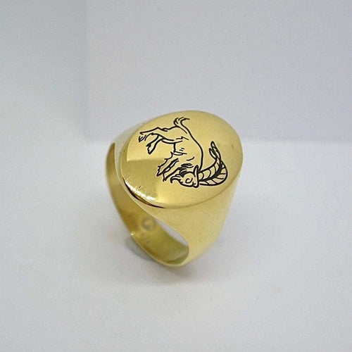 Lesunja Zodiac Capricorn Steel Yellow Gold Plated Ring
