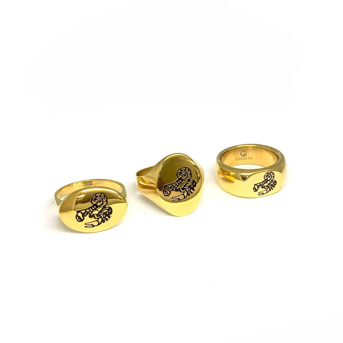 Lesunja Zodiac Steel Scorpio Yellow Gold Plated Ring