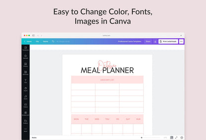 Ladystrategist Light Salmon Monthly Meal Plan Calendar Printable and Editable Canva Template instagram canva templates social media templates etsy free canva templates