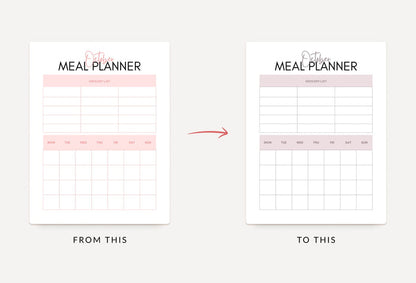 Ladystrategist Light Salmon Monthly Meal Plan Calendar Printable and Editable Canva Template instagram canva templates social media templates etsy free canva templates