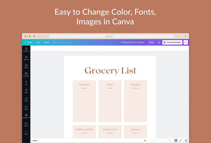 Ladystrategist Linen Grocery List Printable and Editable Canva Template instagram canva templates social media templates etsy free canva templates