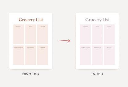 Ladystrategist Linen Grocery List Printable and Editable Canva Template instagram canva templates social media templates etsy free canva templates