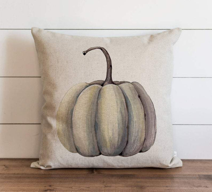 Long Stemmed Blue Watercolor Pumpkin Pillow Cover