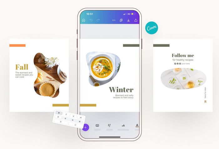 Ladystrategist Luna Food and Nutrition 6-Page Carousel Canva Template instagram canva templates social media templates etsy free canva templates