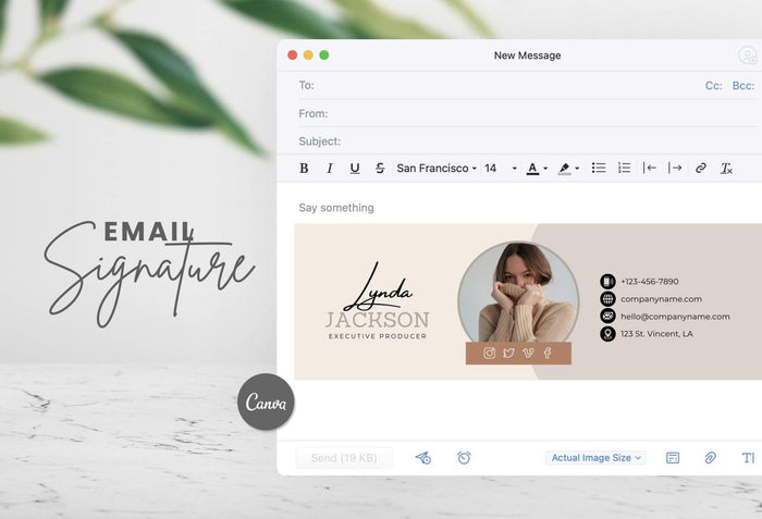 Ladystrategist Lynda Email Signature Template Editable Canva Template Rose Gold instagram canva templates social media templates etsy free canva templates