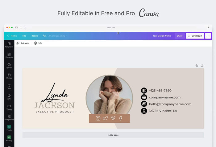 Ladystrategist Lynda Email Signature Template Editable Canva Template Rose Gold instagram canva templates social media templates etsy free canva templates