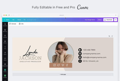 Ladystrategist Lynda Email Signature Template Editable Canva Template Rose Gold instagram canva templates social media templates etsy free canva templates