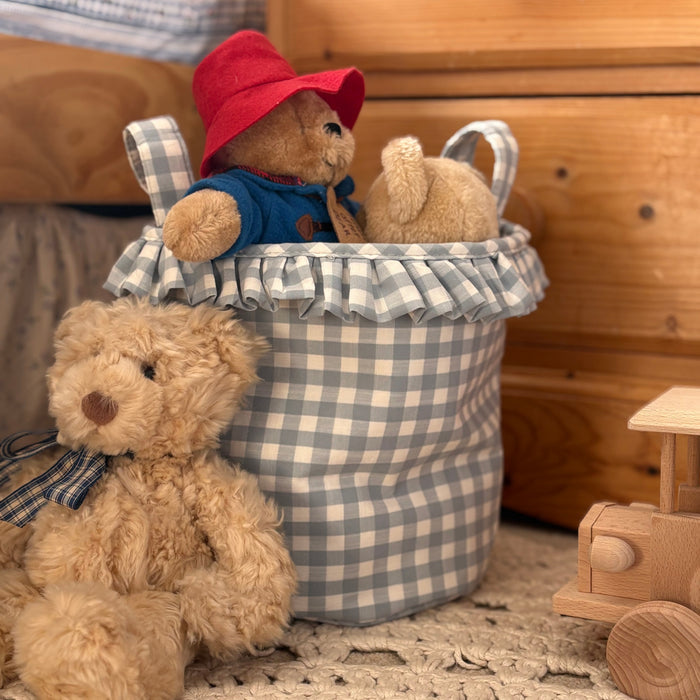 Mabel & Fox - Gingham Ruffle Basket - Blue - Mabel & Fox