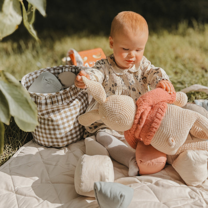 Mabel & Fox - Gingham Ruffle Basket - Olive Green - Mabel & Fox