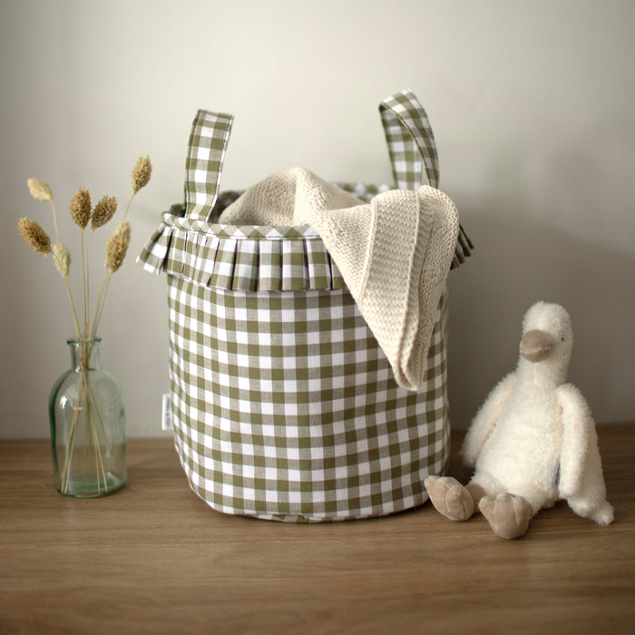 Mabel & Fox - Gingham Ruffle Basket - Green - Mabel & Fox