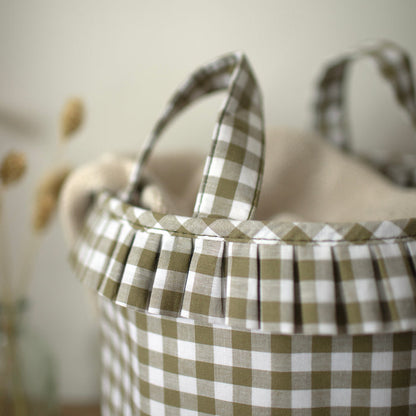 Mabel & Fox - Gingham Ruffle Basket - Green - Mabel & Fox