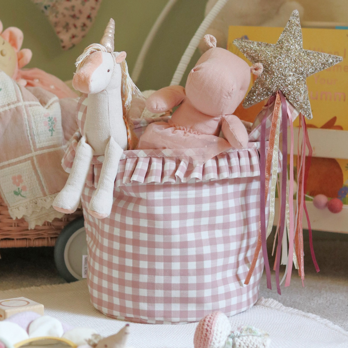 Mabel & Fox - Gingham Ruffle Basket - Pink - Mabel & Fox