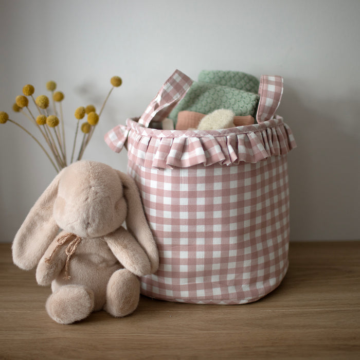 Mabel & Fox - Gingham Ruffle Basket - Pink - Mabel & Fox