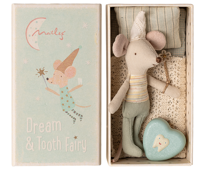 Maileg – Tooth Fairy Mouse in Matchbox - Little Brother - Mabel & Fox