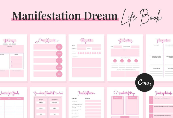 Ladystrategist Manifestation Dream Life Book Canva Template Printable and Editable instagram canva templates social media templates etsy free canva templates