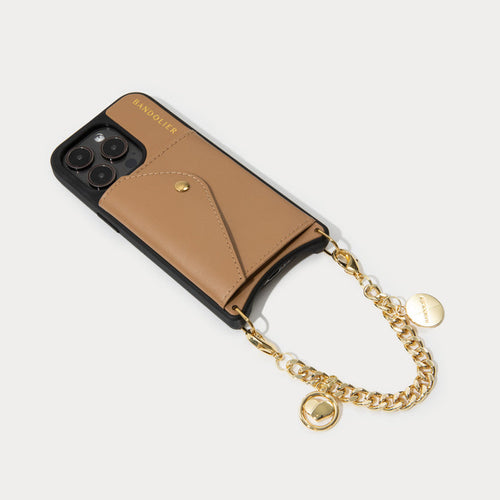 Maya Wristlet Phone Case - Tan/Gold