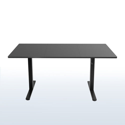 Extra large black, manual, height adjustable, desk with side crank handle.