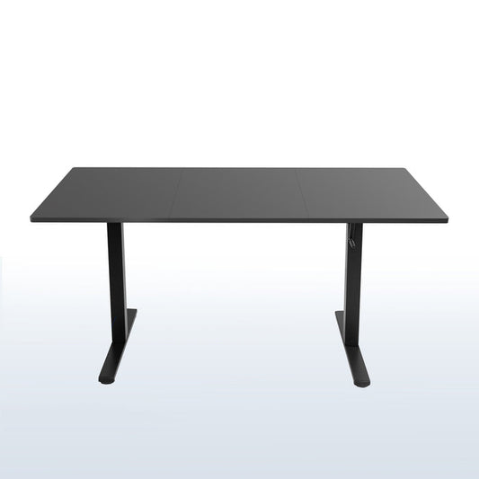 Extra large black, manual, height adjustable, desk with side crank handle.