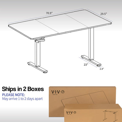 Large three-panel desktop at standing height in an office.