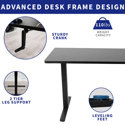 Advanced frame design with sturdy weight capacity, two-tier leg support, and leveling feet, for a perfectly balanced desk.