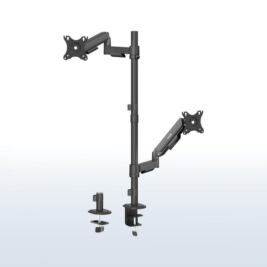Mechanical Arm Dual 17" to 32" Monitor Extra Tall Desk Mount on desk in home office space