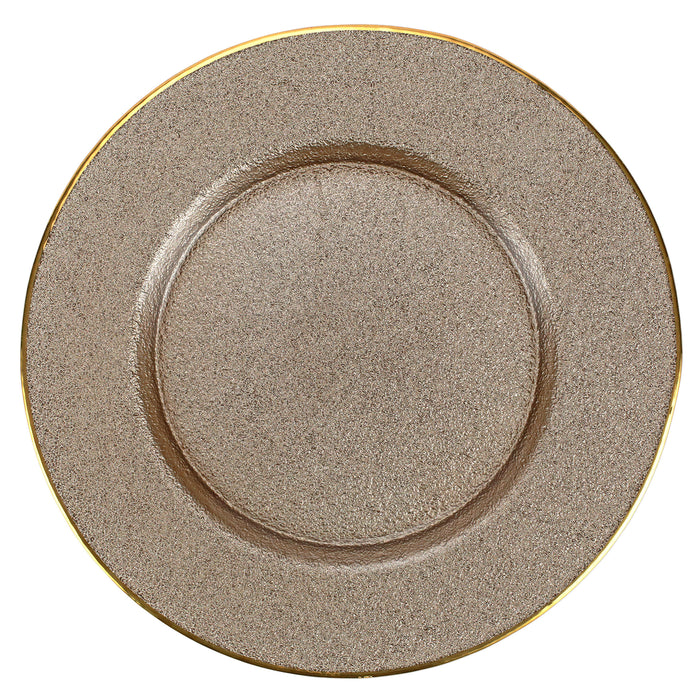 Metallic Glass Service Plate/Charger - Set of 4