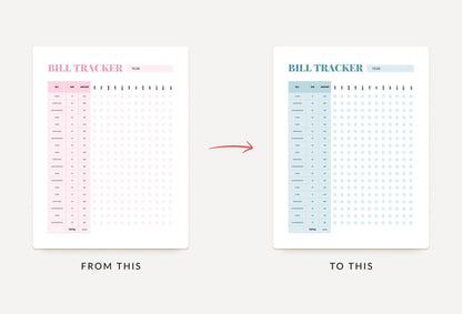 Ladystrategist Metallic Pink Annual Bill Tracker Printable and Editable Canva Template instagram canva templates social media templates etsy free canva templates