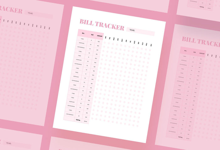 Ladystrategist Metallic Pink Annual Bill Tracker Printable and Editable Canva Template instagram canva templates social media templates etsy free canva templates