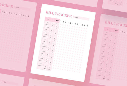 Ladystrategist Metallic Pink Annual Bill Tracker Printable and Editable Canva Template instagram canva templates social media templates etsy free canva templates