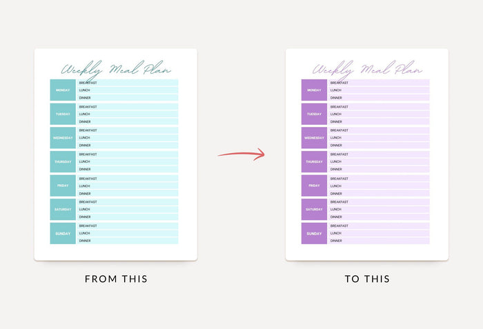 Ladystrategist Middle Blue Green Weekly Meal Planner Printable and Editable Canva Template instagram canva templates social media templates etsy free canva templates
