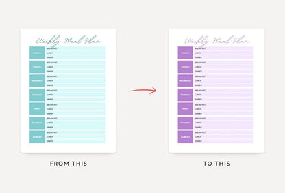 Ladystrategist Middle Blue Green Weekly Meal Planner Printable and Editable Canva Template instagram canva templates social media templates etsy free canva templates